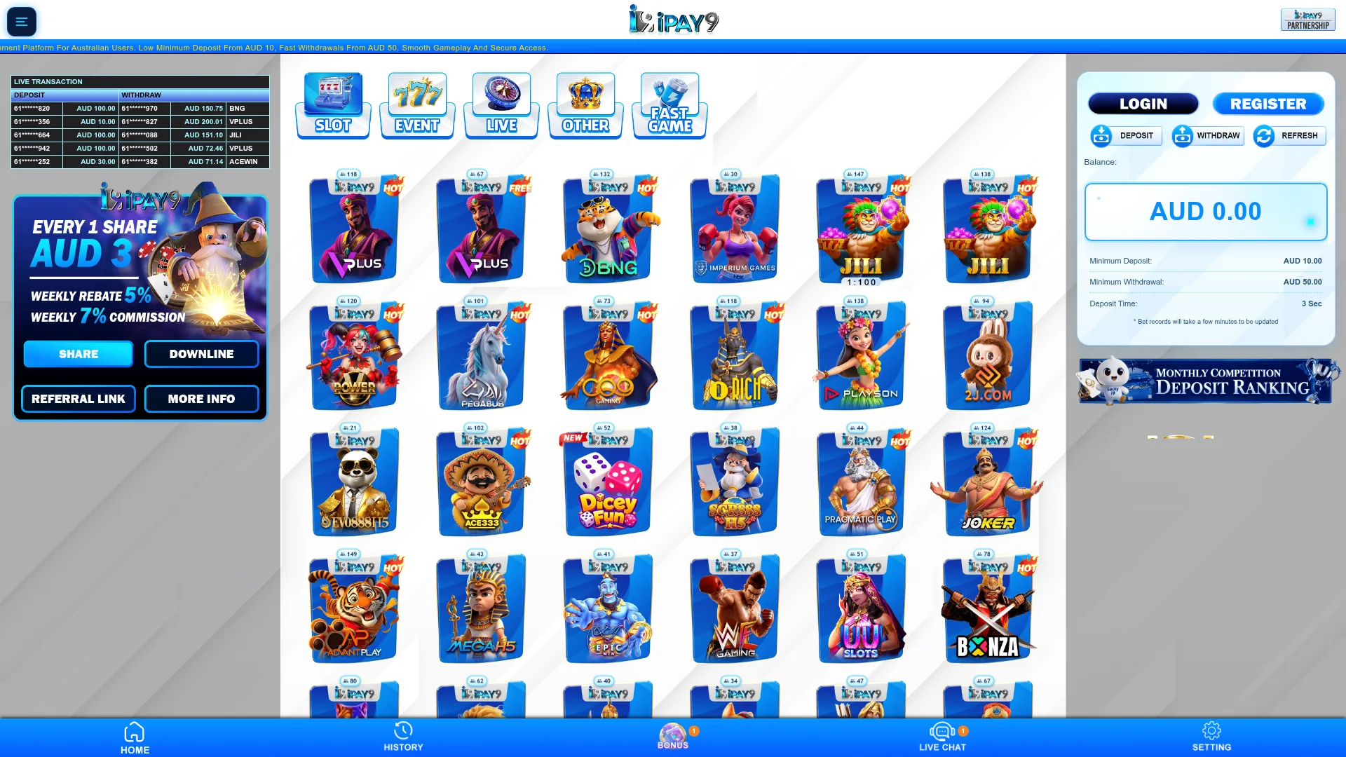 Ipay9 Casino desktop platform